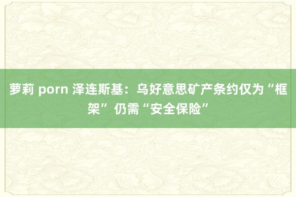 萝莉 porn 泽连斯基：乌好意思矿产条约仅为“框架” 仍需“安全保险”
