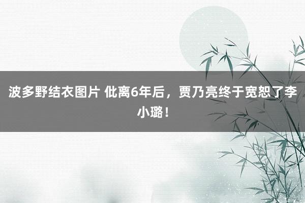 波多野结衣图片 仳离6年后，贾乃亮终于宽恕了李小璐！