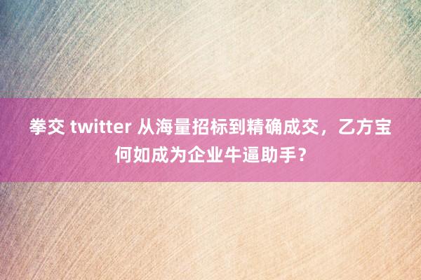 拳交 twitter 从海量招标到精确成交，乙方宝何如成为企业牛逼助手？