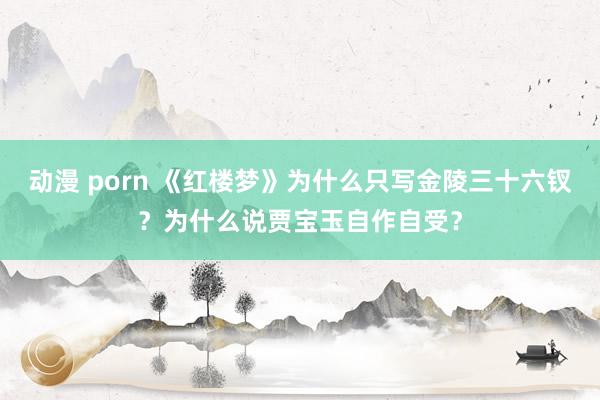 动漫 porn 《红楼梦》为什么只写金陵三十六钗？为什么说贾宝玉自作自受？