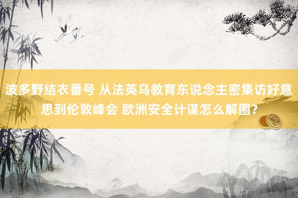 波多野结衣番号 从法英乌教育东说念主密集访好意思到伦敦峰会 欧洲安全计谋怎么解围？